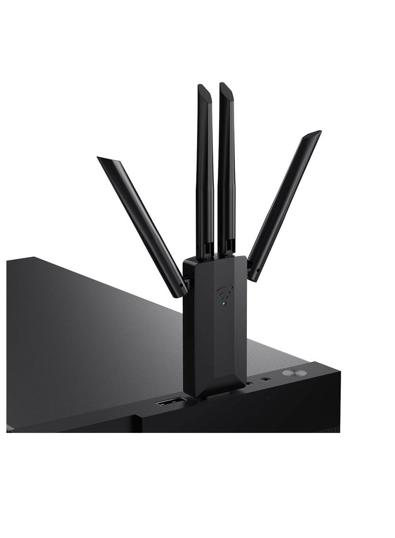 GO-DES Adapter GD-BT318 Dual Band 1200m 300Mbps 4 Antennas Wireless Internet Provider USB for Desktop Black  - Image 5
