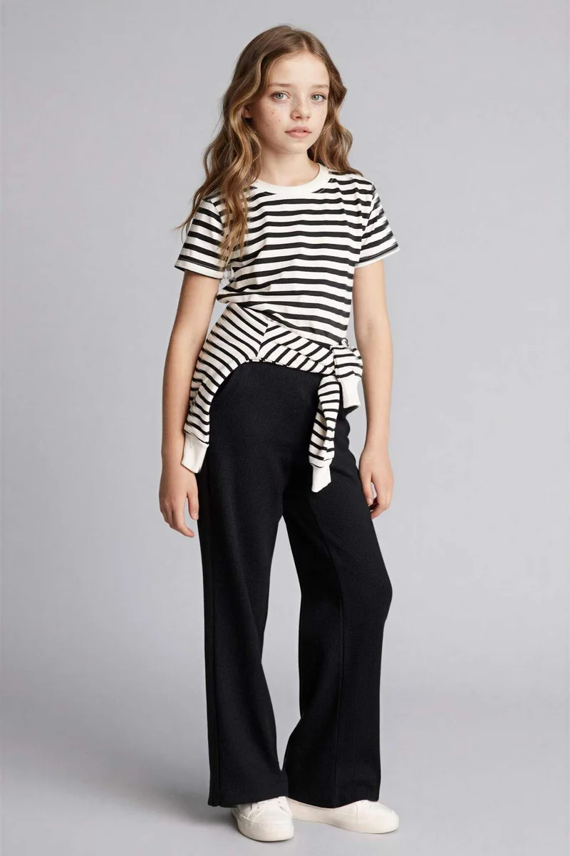 ديفاكتو Girl Wide Leg Waffle Trousers