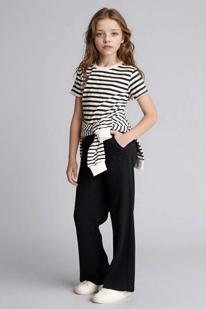 ديفاكتو Girl Wide Leg Waffle Trousers
