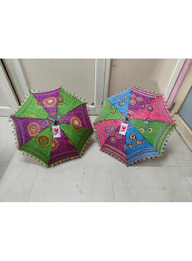 3A FEATURETAIL Umbrella For Decoration, Handmade Embroidery Ethnic Parasol For Sun Protection or Wedding Decoration or Event Photo Backdrop (Pack of 5, Multicoloured) - Image 3