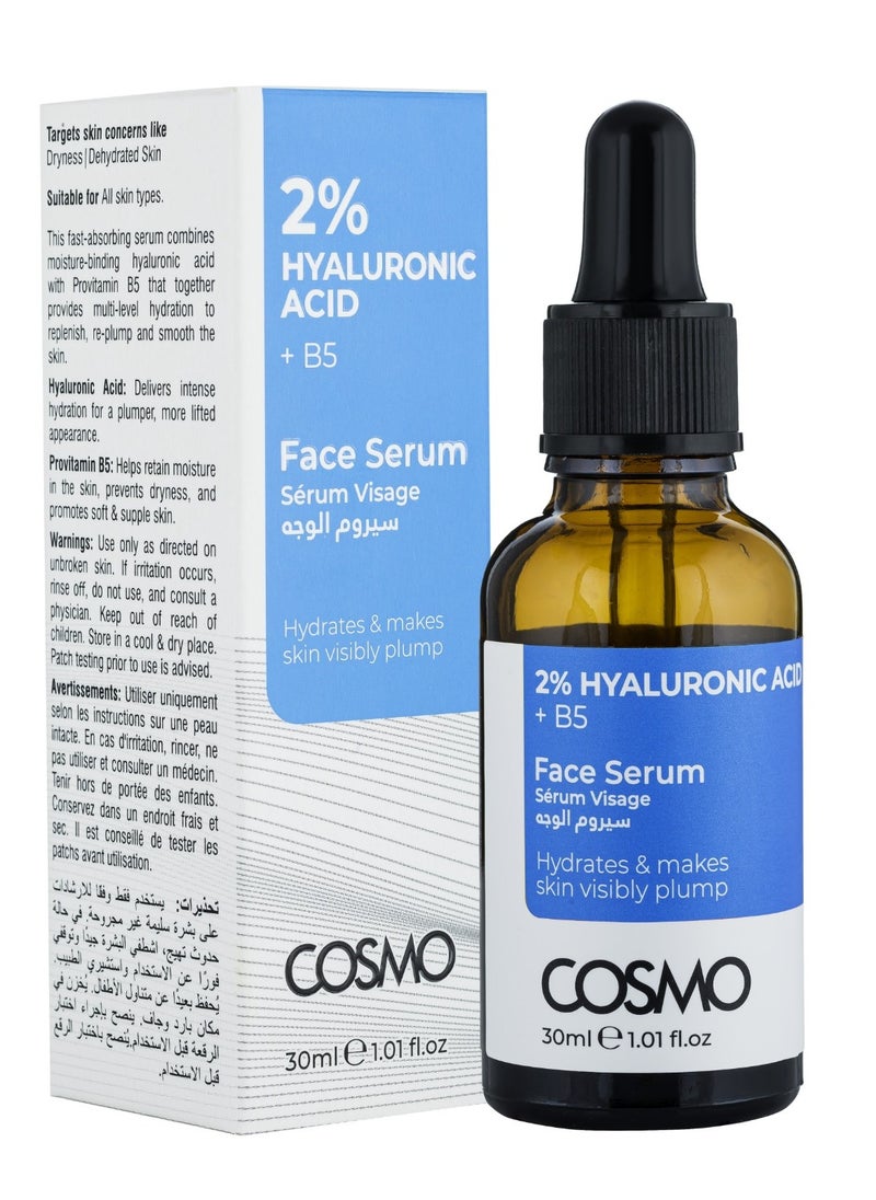 COSMO 2% Hyaluronic Acid +B5 Face Serum Hydarate And Makes Skin Visibly Plump 30 Ml 