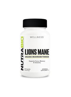 NutraBio NutraBio Lion's Mane (500mg)- 60 Veg caps  - Image 1