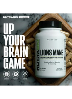 NutraBio NutraBio Lion's Mane (500mg)- 60 Veg caps  - Image 4