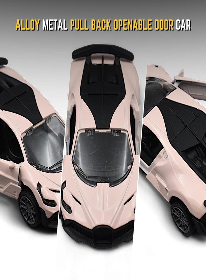 MASIPICKS Bugatti Car Toy 1:36 Exclusive Alloy Metal Pull Back Die-cast Car Diecast Metal Pullback Toy car with Openable Doors Boys Gifts Toys for Kids (Beige) - Image 3