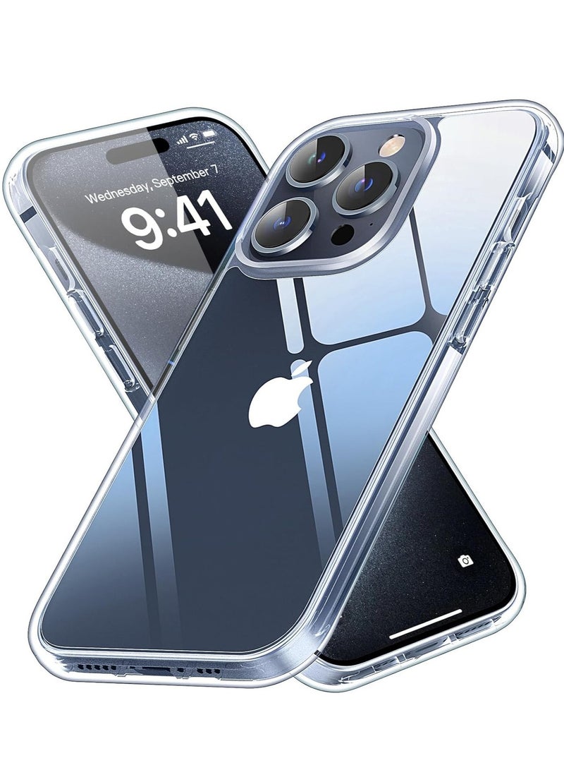 Raxoom Clear Designed for iPhone 15 Pro Max Case, [Never Yellow] [Shockproof Mil-grade Protection] Protective Bumper Hard PC Phone Cases, Thin Slim Fit Cover, Clear - Image 1