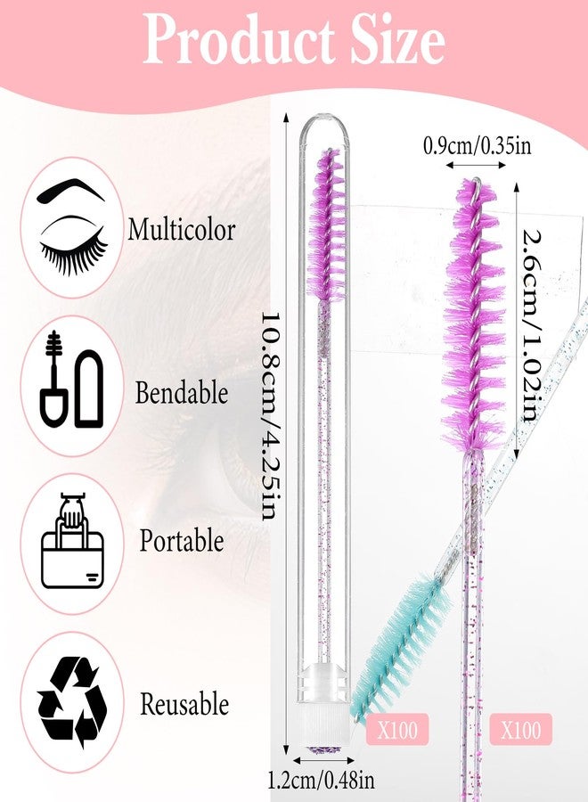 xozeooeu 100-Pack Disposable Mascara Wands with Tubes, 100 Lash Spoolie Brushes & 100 Empty Tubes for Eyelash Extensions, Eyebrow Makeup Tool - Multicolor - Image 2