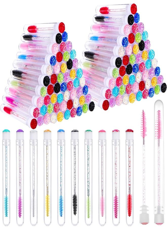 xozeooeu 100-Pack Disposable Mascara Wands with Tubes, 100 Lash Spoolie Brushes & 100 Empty Tubes for Eyelash Extensions, Eyebrow Makeup Tool - Multicolor - Image 1