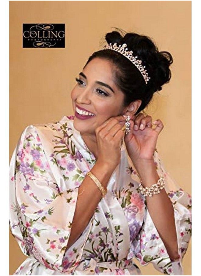 SWEETV Crystal Wedding Tiara For Bride & Flower Girls Princess Tiara Headband Pageant Crown Bridal Hair Jewelry For Women And Girls Rose Gold  - Image 5