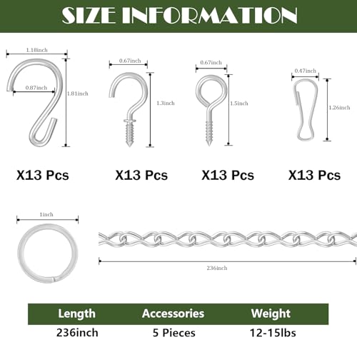 Dpyrrhic 236 Inch Hanging Basket ChainDecorative DIY Metal Silver Hanging Chain for Plants PhotoBird FeederWind ChimesPlanters Baskets - Image 3