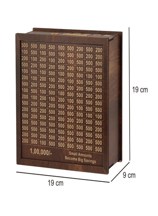 GLNRM Wooden Money Saving Box - 1,00,000 Rupees Money Saving Piggy Bank, Cash Vault Wooden Savings Box, Money Box with Money Target and Numbers to Check for Boys, Girls & Adults - Image 4