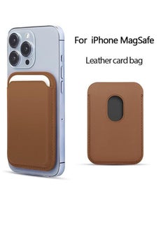 Generic leather Wallet Strong Magnetic Leather Card Wallet with MagSafe Compatible with iPhone Brown  - Image 3