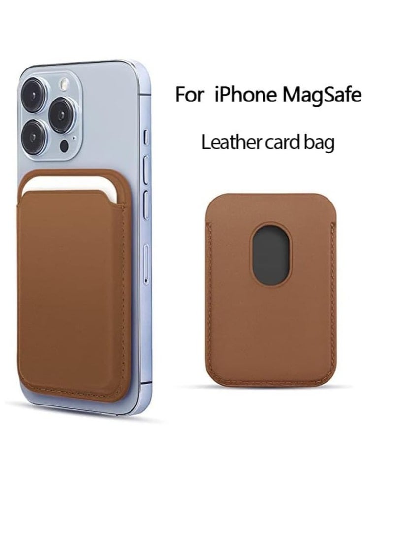 Generic leather Wallet Strong Magnetic Leather Card Wallet with MagSafe Compatible with iPhone Brown  - Image 3