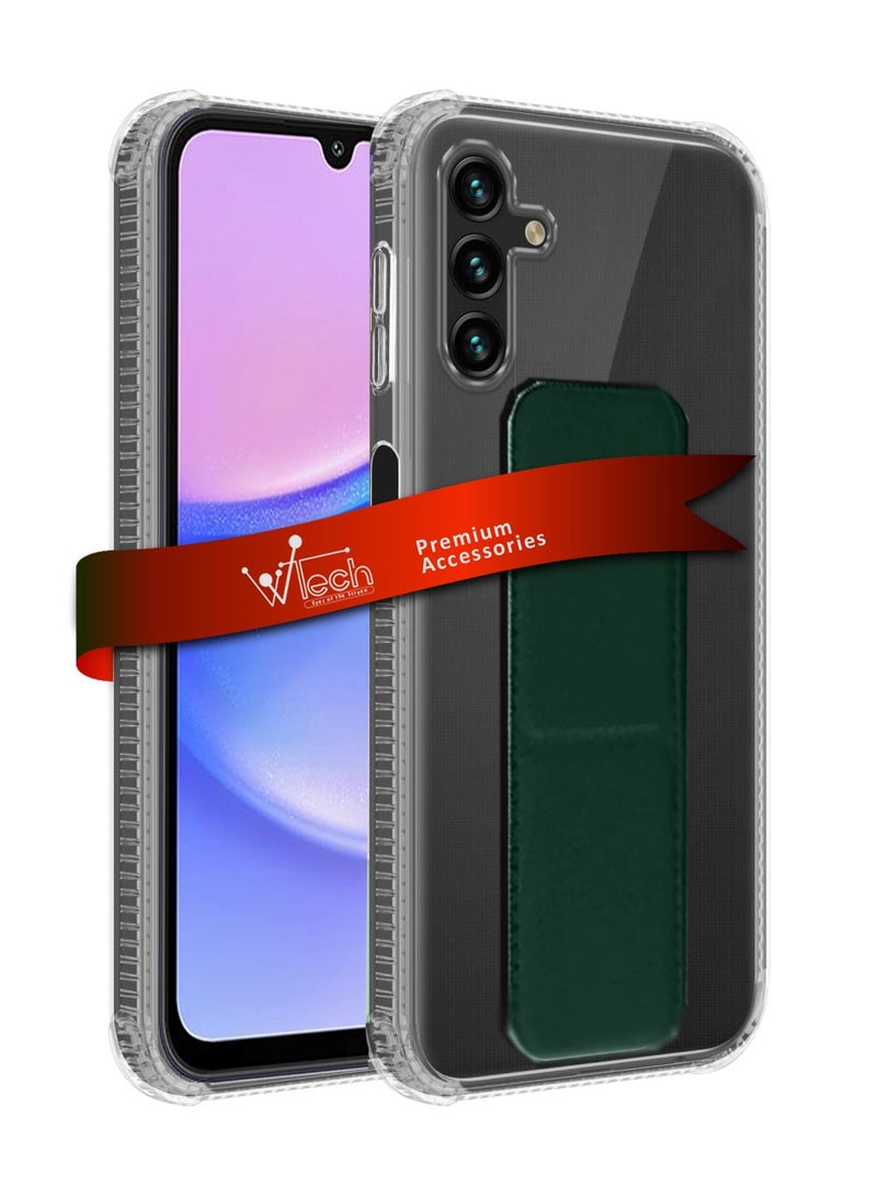 دبليو تيك غطاء وسادة هوائية بمقبض يد من مادة TPU لهاتف سامسونج جالاكسي A15 4G/5G 2023 شفاف/أخضر داكن - Image 1
