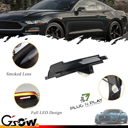 GSOWO Sequential Dynamic LED Side Mirror Turn Signal Lights for Fo-rd Mustang 2015-2023, Mustang S550 Accessories Turn Signal Indicator Lamp, 2 Pcs - Image 4