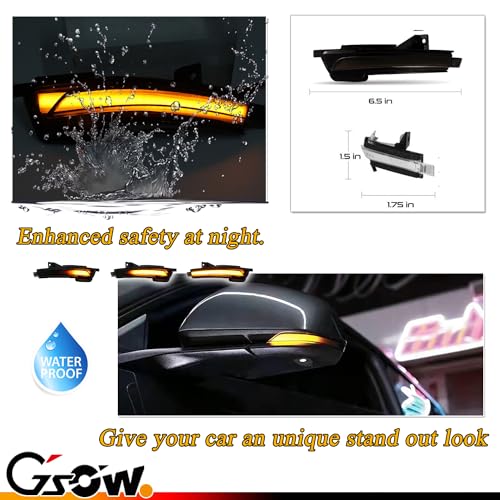 GSOWO Sequential Dynamic LED Side Mirror Turn Signal Lights for Fo-rd Mustang 2015-2023, Mustang S550 Accessories Turn Signal Indicator Lamp, 2 Pcs - Image 3