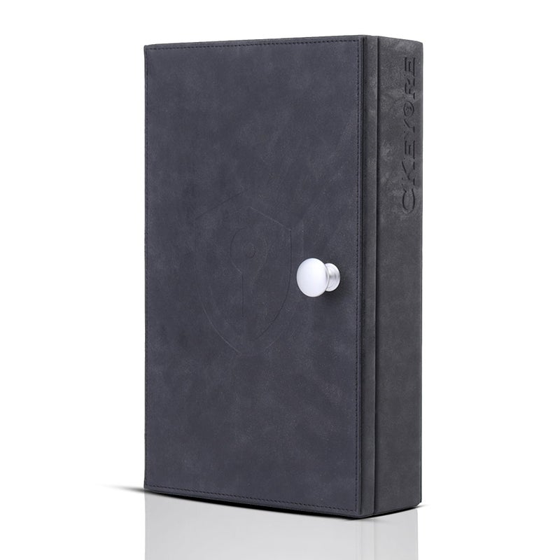 CKEYRE Premium XL Black PU Leather Faraday Box for Car Keys Wall Mounted with Magnetic Closure | Anti Theft Car Key Signal Blocker Box | Faraday Cage | RFID box & Signal Blocking Box for Car Keys - Image 1