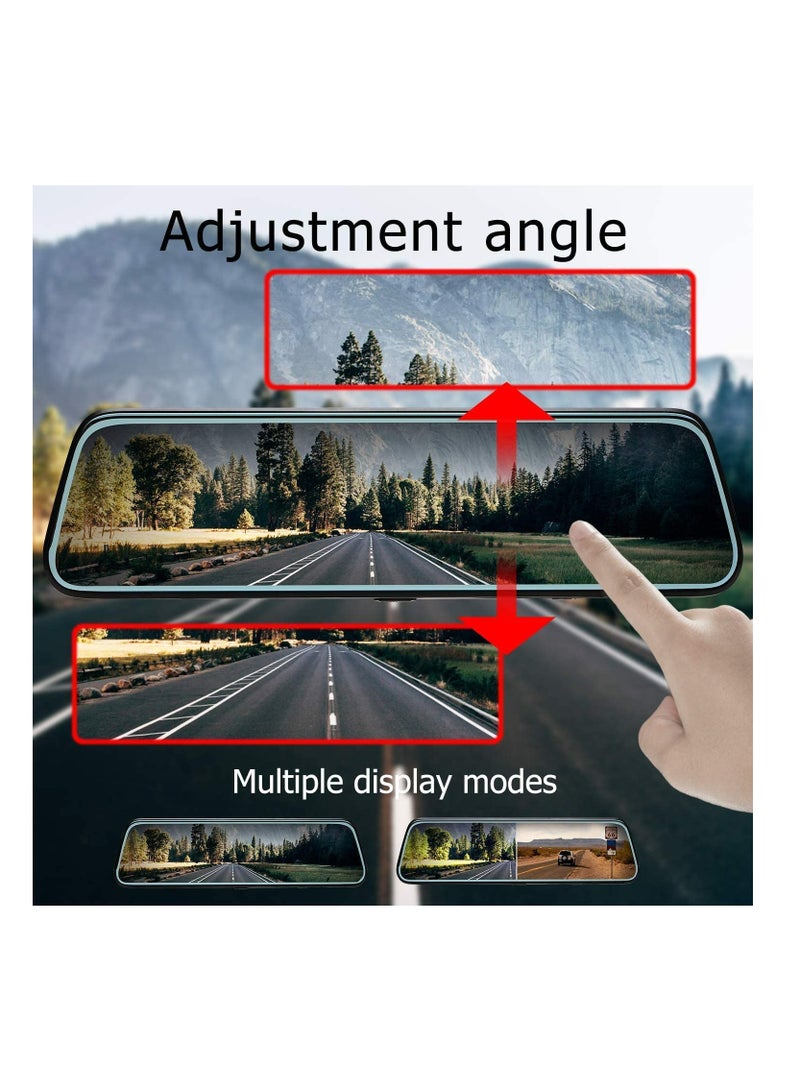 SHEZA STAR Dash Cam，Mirror Backup Camera 10 Inch Touch Screen 1080P Streaming Vehicle Media Dual Lens Full HD Reverse Camera 170°Wide Angle with Backup Camera G-Sensor Parking Monitor - Image 3