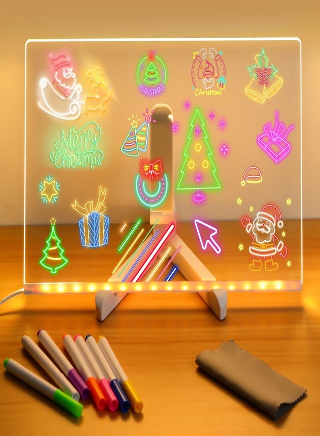 AUJ Led Note Board with Colors, Light Up Acrylic Message Board, Glowing Acrylic Dry Erase Board with Light, Led Boards to Write On, Led Writing Board Led Drawing Board (Large/11.8 * 7.9 inches) - Image 1