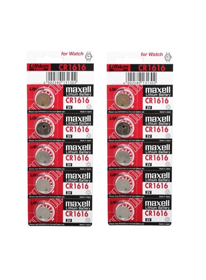 Maxell 10-Pieces Maxell CR1616 Lithium 3V Japan Batteries