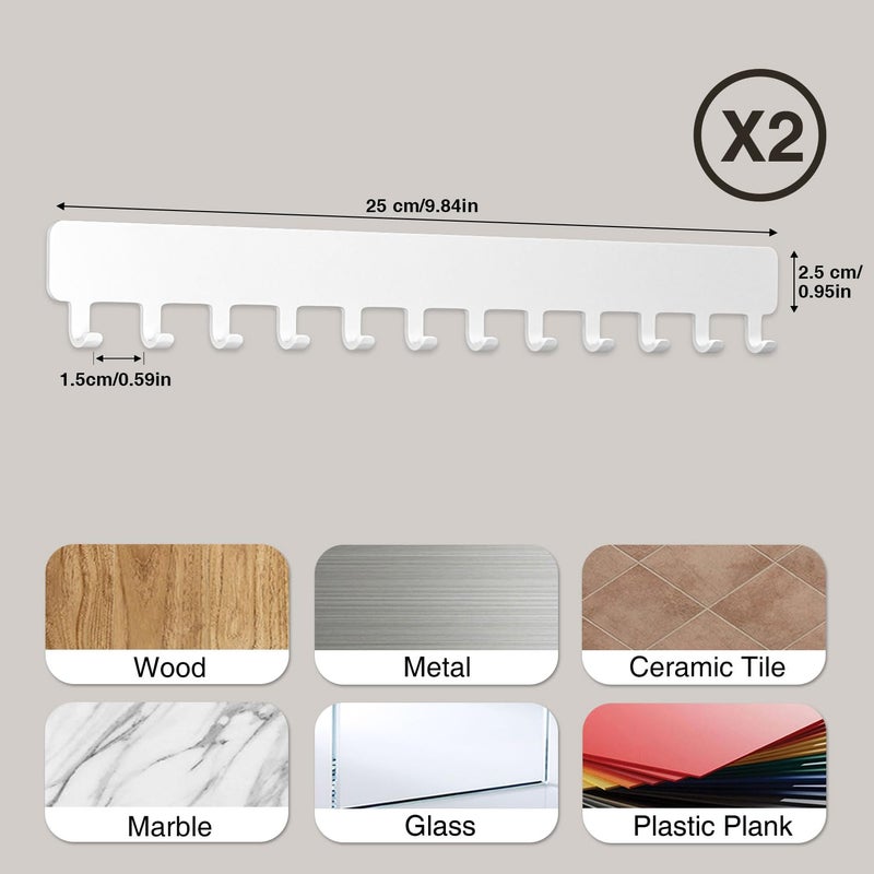Bussdis Necklace Holder - Hanging Jewelry Organizer, Self-Adhesive, Wall Mount, 2 Pack, White - Image 5