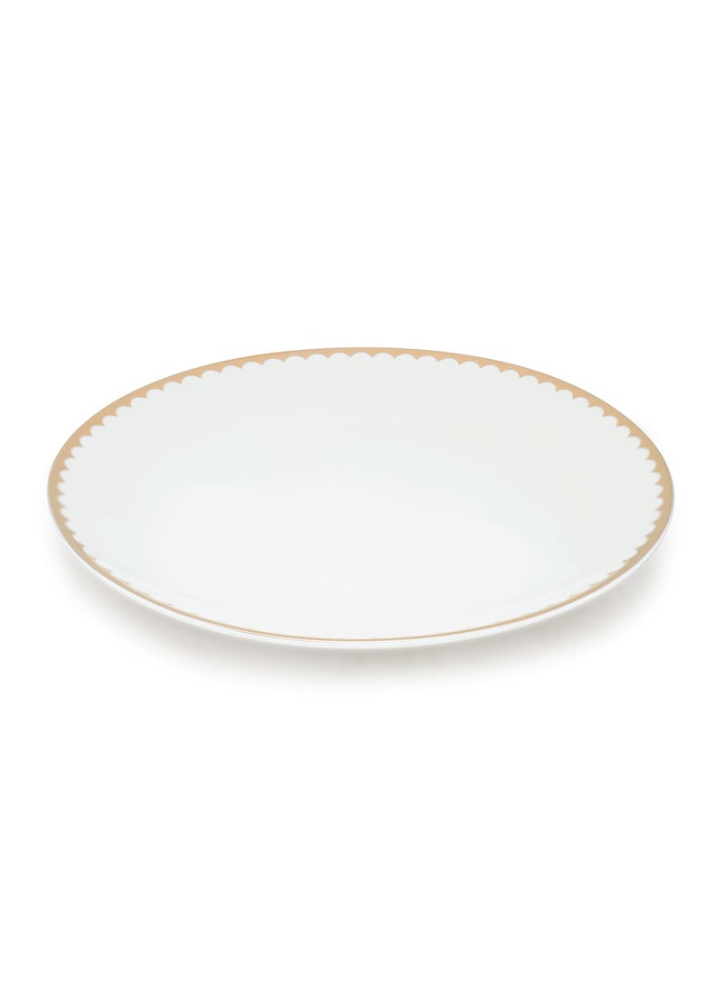 PURE HOME + LIVING PURE HOME LIVING Set of 2 Ivory and Gold Scallop Detail Ceramic Dinner Plates  - Image 4