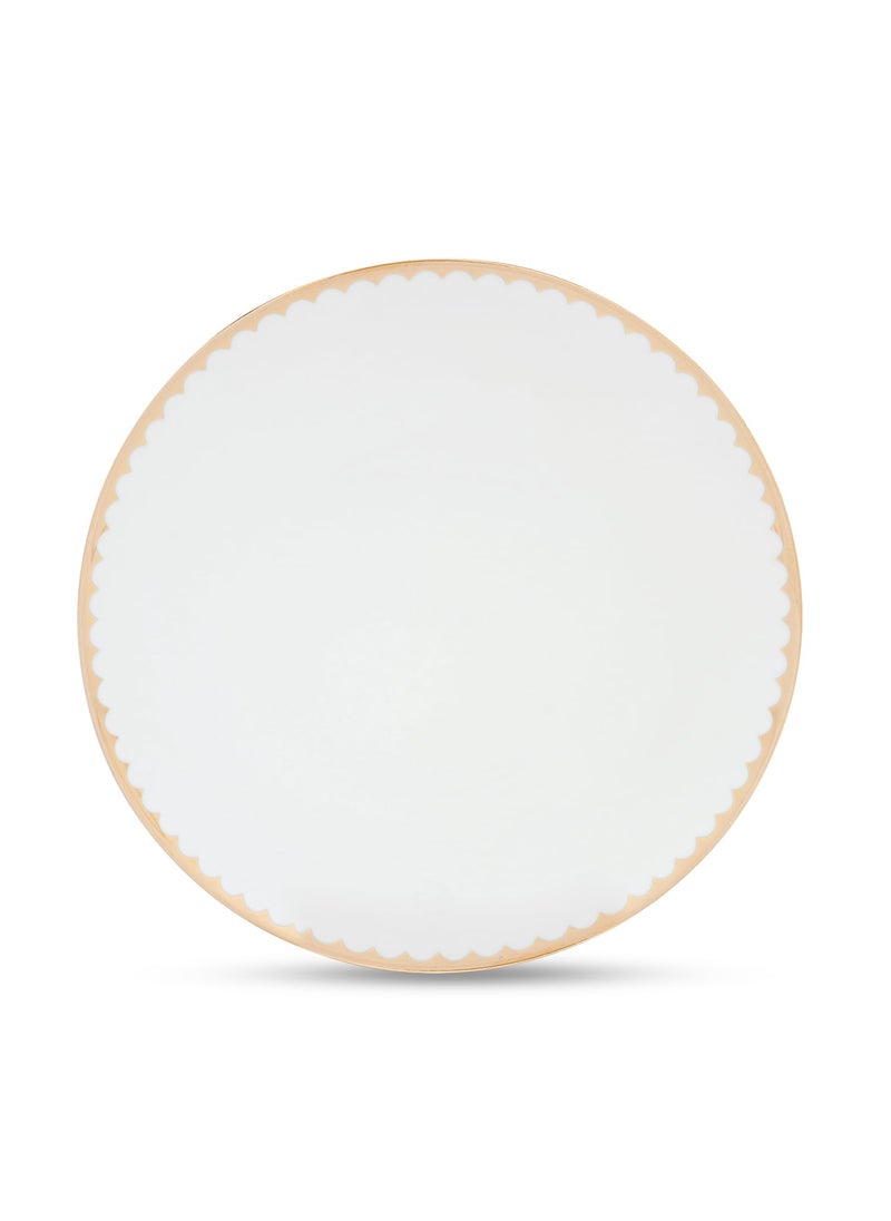 PURE HOME + LIVING PURE HOME LIVING Set of 2 Ivory and Gold Scallop Detail Ceramic Dinner Plates  - Image 5
