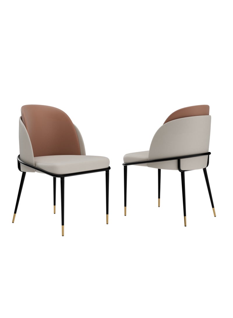 ويسفور كراسي طعام فاخرة، كراسي طعام مطبخ جلدية، مجموعة من 2 كرسي طعام مبطن، كراسي مطبخ بأرجل معدنية، كرسيان لتناول الطعام في المطاعم لغرفة الطعام وغرفة المعيشة - Image 1