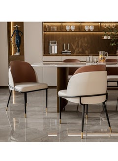 WISFOR Luxury Dining Chairs Leather Kitchen Dining Chairs Set of 2 Upholstered Dining Room Chairs Kitchen Chairs with Metal Legs 2 pcs Restaurant Dining Chairs for Dining Room Dedroom  - Image 2