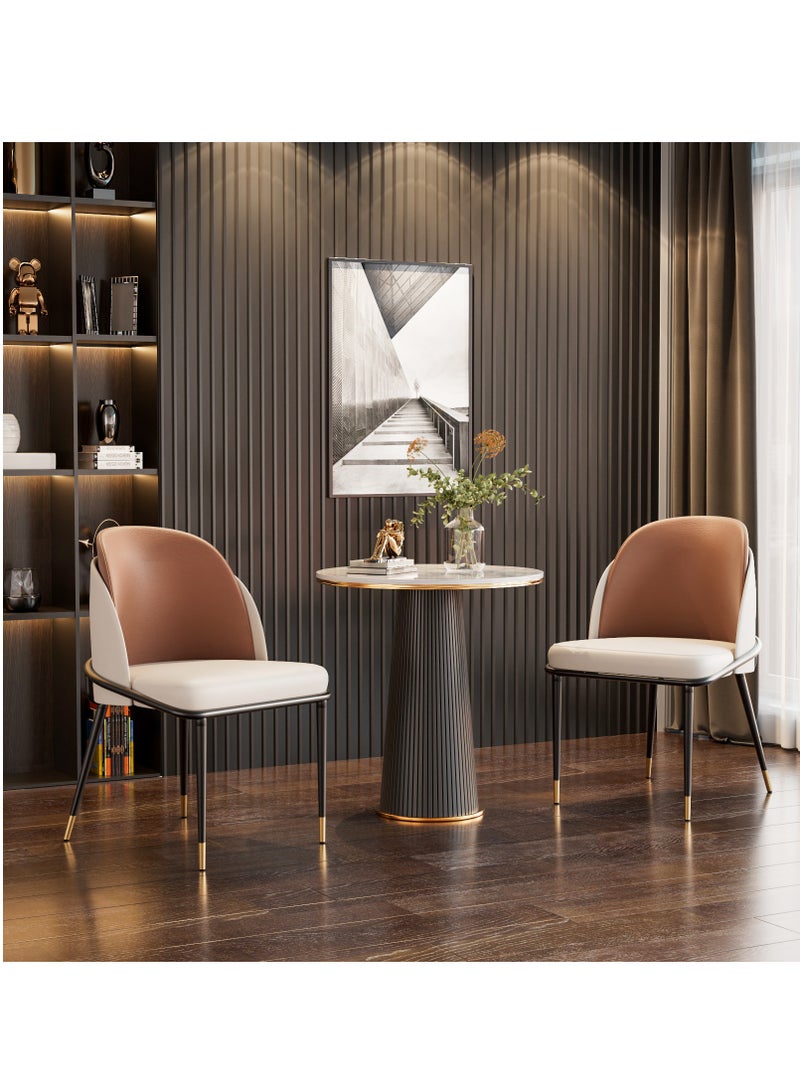 ويسفور كراسي طعام فاخرة، كراسي طعام مطبخ جلدية، مجموعة من 2 كرسي طعام مبطن، كراسي مطبخ بأرجل معدنية، كرسيان لتناول الطعام في المطاعم لغرفة الطعام وغرفة المعيشة - Image 3