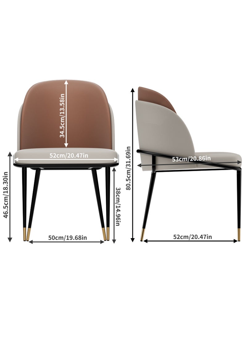 ويسفور كراسي طعام فاخرة، كراسي طعام مطبخ جلدية، مجموعة من 2 كرسي طعام مبطن، كراسي مطبخ بأرجل معدنية، كرسيان لتناول الطعام في المطاعم لغرفة الطعام وغرفة المعيشة - Image 4