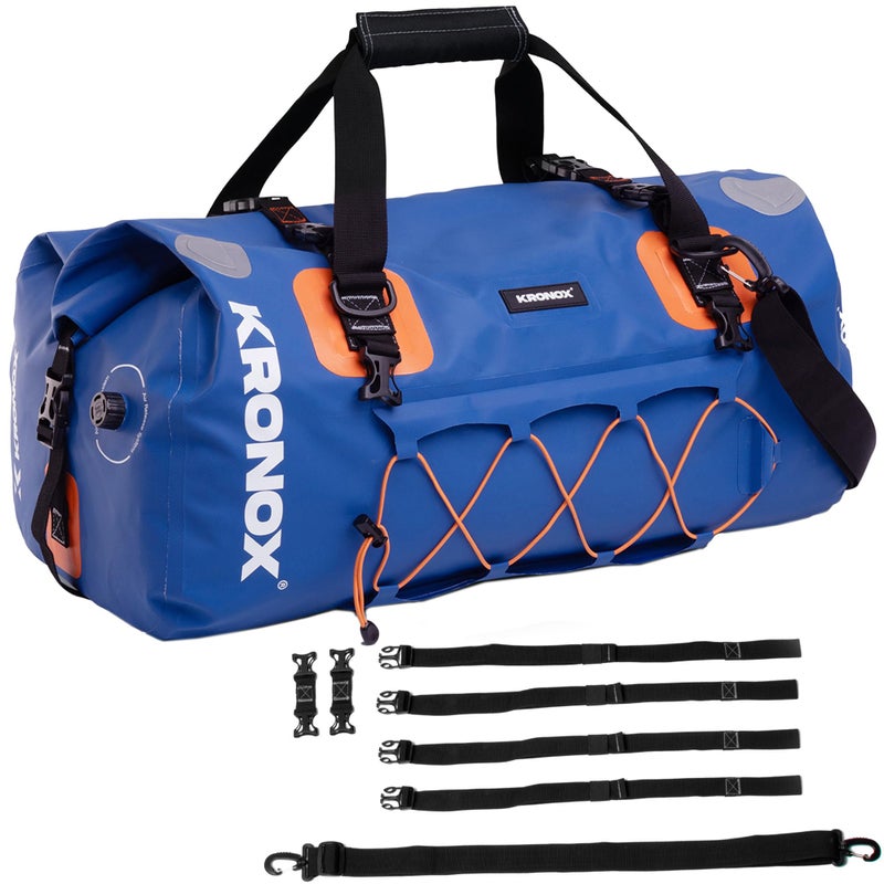 KRONOX Motorcycle Duffel Bag Waterproof 25L Blue Durable Motorcycle Luggage Saddle Bags Back Seat Dry Bag for Travel Commute Dirt Bike Gear - Image 2