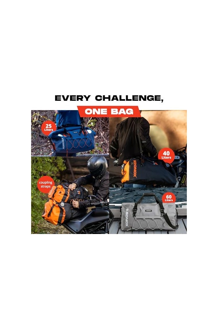 KRONOX Motorcycle Duffel Bag Waterproof 25L Blue Durable Motorcycle Luggage Saddle Bags Back Seat Dry Bag for Travel Commute Dirt Bike Gear - Image 3