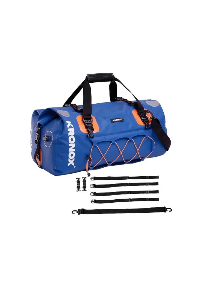 KRONOX Motorcycle Duffel Bag Waterproof 25L Blue Durable Motorcycle Luggage Saddle Bags Back Seat Dry Bag for Travel Commute Dirt Bike Gear - Image 1