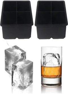 Goolsky Goolsky Large Ice Cube Trays Silicone (2.5-Inches) - Giant Cocktail Silicone Ice Maker, Scotch Whiskey Ice Cube, Easy Release Reusable Ice Cubes,Food Grade (Black 2 Tray)  - Image 1
