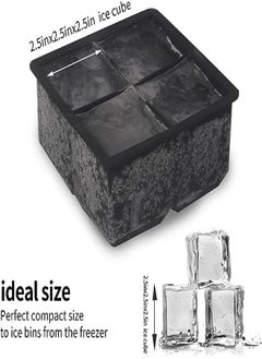 Goolsky Goolsky Large Ice Cube Trays Silicone (2.5-Inches) - Giant Cocktail Silicone Ice Maker, Scotch Whiskey Ice Cube, Easy Release Reusable Ice Cubes,Food Grade (Black 2 Tray)  - Image 3