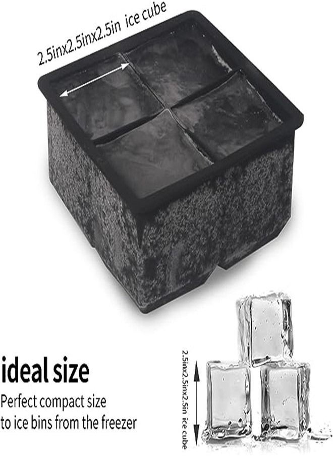Goolsky - Goolsky Large Ice Cube Trays Silicone (2.5-Inches) - Giant Cocktail Silicone Ice Maker, Scotch Whiskey Ice Cube, Easy Release Reusable Ice Cubes,Food Grade (Black 2 Tray) - Image 1