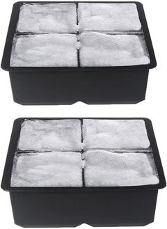 Goolsky Goolsky Large Ice Cube Trays Silicone (2.5-Inches) - Giant Cocktail Silicone Ice Maker, Scotch Whiskey Ice Cube, Easy Release Reusable Ice Cubes,Food Grade (Black 2 Tray)  - Image 2