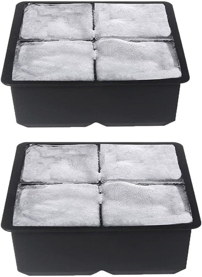 Goolsky - Goolsky Large Ice Cube Trays Silicone (2.5-Inches) - Giant Cocktail Silicone Ice Maker, Scotch Whiskey Ice Cube, Easy Release Reusable Ice Cubes,Food Grade (Black 2 Tray) - Image 1