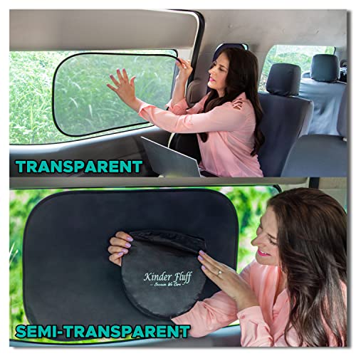 kinder Fluff Shuttle Van Window Sunshade (4-Pack) - Extra Large Sun Shade for Passenger Van Window - Certified 99.9% UV Block, Patented Design, Mom's Choice Gold Award - Mix Pack - XL - Image 2