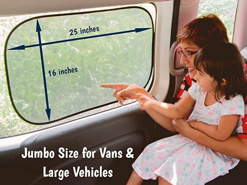kinder Fluff Shuttle Van Window Sunshade (4-Pack) - Extra Large Sun Shade for Passenger Van Window - Certified 99.9% UV Block, Patented Design, Mom's Choice Gold Award - Mix Pack - XL - Image 3