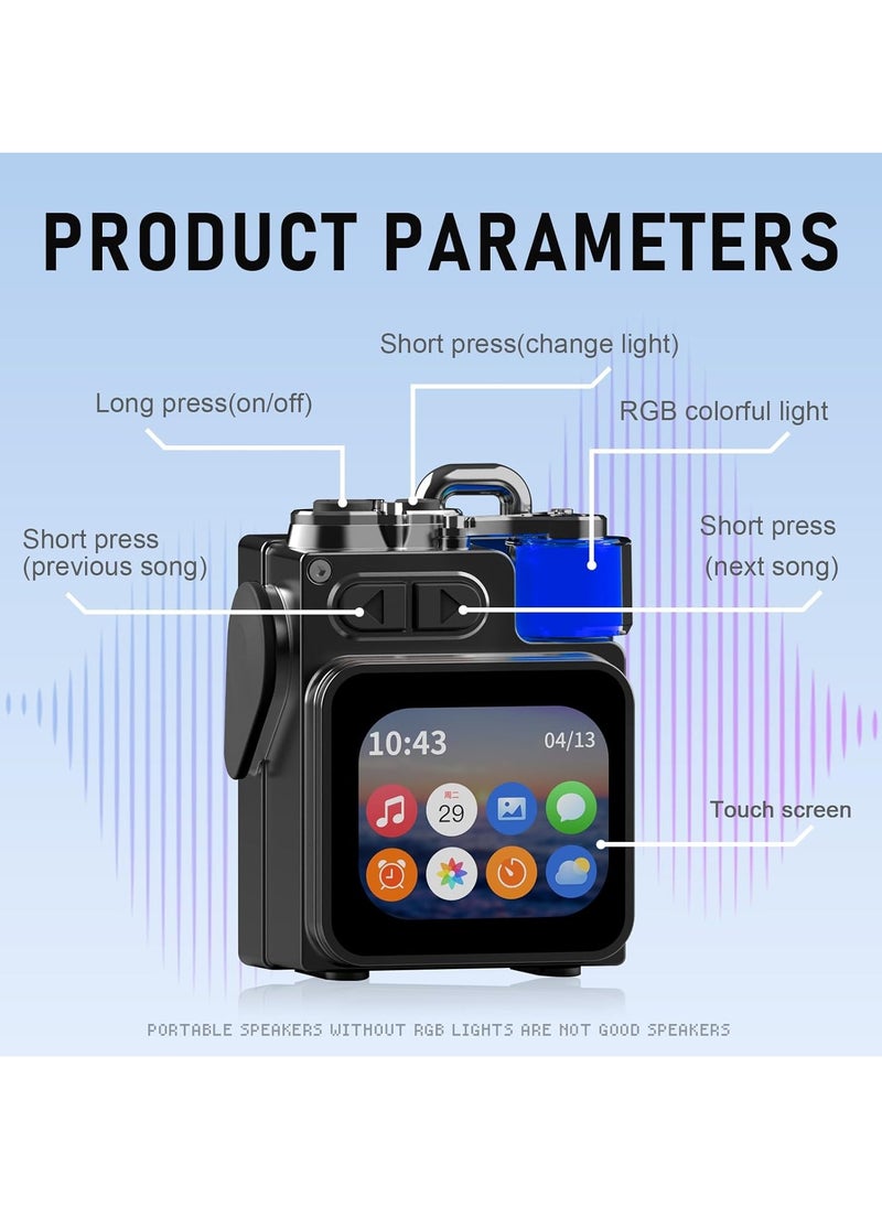 ARNOTEC Touch-screen portable Bluetooth speaker, small wireless stereo pair, HD sound/LED light, suitable for outdoor/travel/home/shower/party/camping/mountaineering  - Image 2