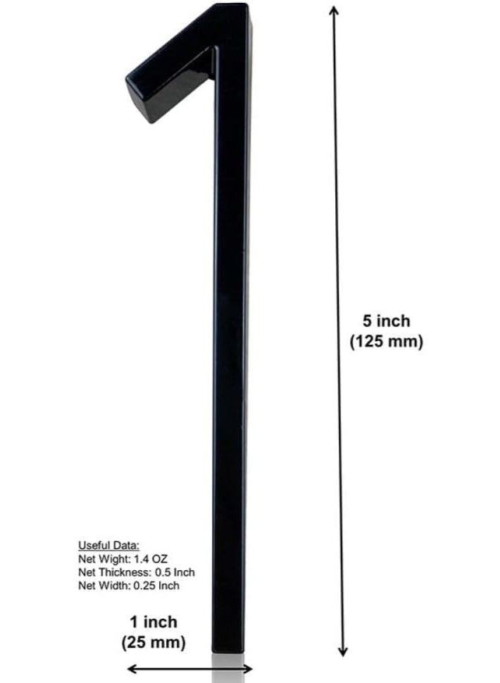 VITION Floating House Number 5 Inch, Metal Anti-Rust Outdoor Home Address Plate with Nail Kits for Door Garden Mailbox Decor Signage (Number 1, Black) - Image 2