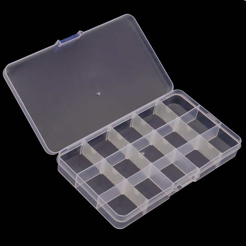SINJEUN 32 Pack 15 Grids Plastic Jewelry Organizer Box, Clear Jewelry Storage Boxes with Removable Dividers, Small Beads Storage Container for Art and Crafts, Fishing Tackles - Image 5