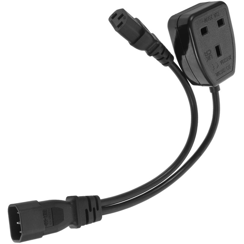 Power Cable Splitter Adapter Cord C14 To UK 3 Power Cord Accessory - Image 1