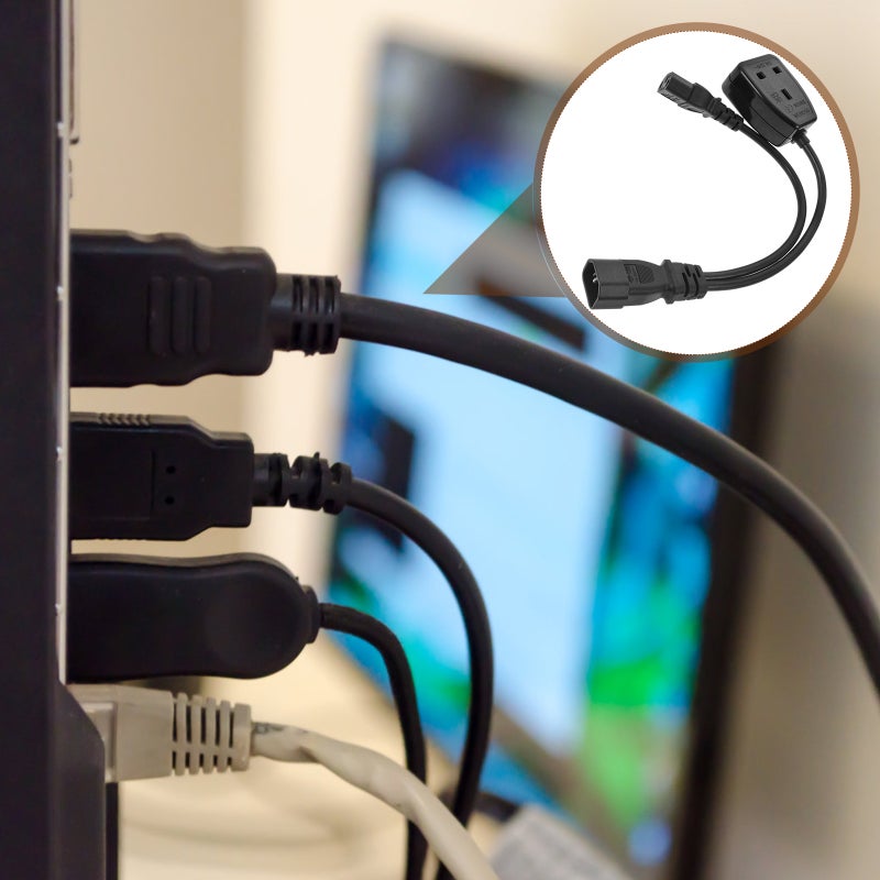 Power Cable Splitter Adapter Cord C14 To UK 3 Power Cord Accessory - Image 4