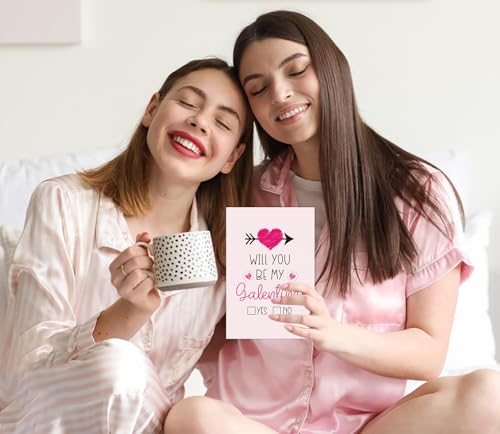 D4DREAM Happy Galentines Day Cards for Her Will You Be My Galentines Valentines Greeting Card for Friends Best Friend Pink Love Card Happy Galentines Gifts Card with Envelope for Friends Girl Women - Image 2