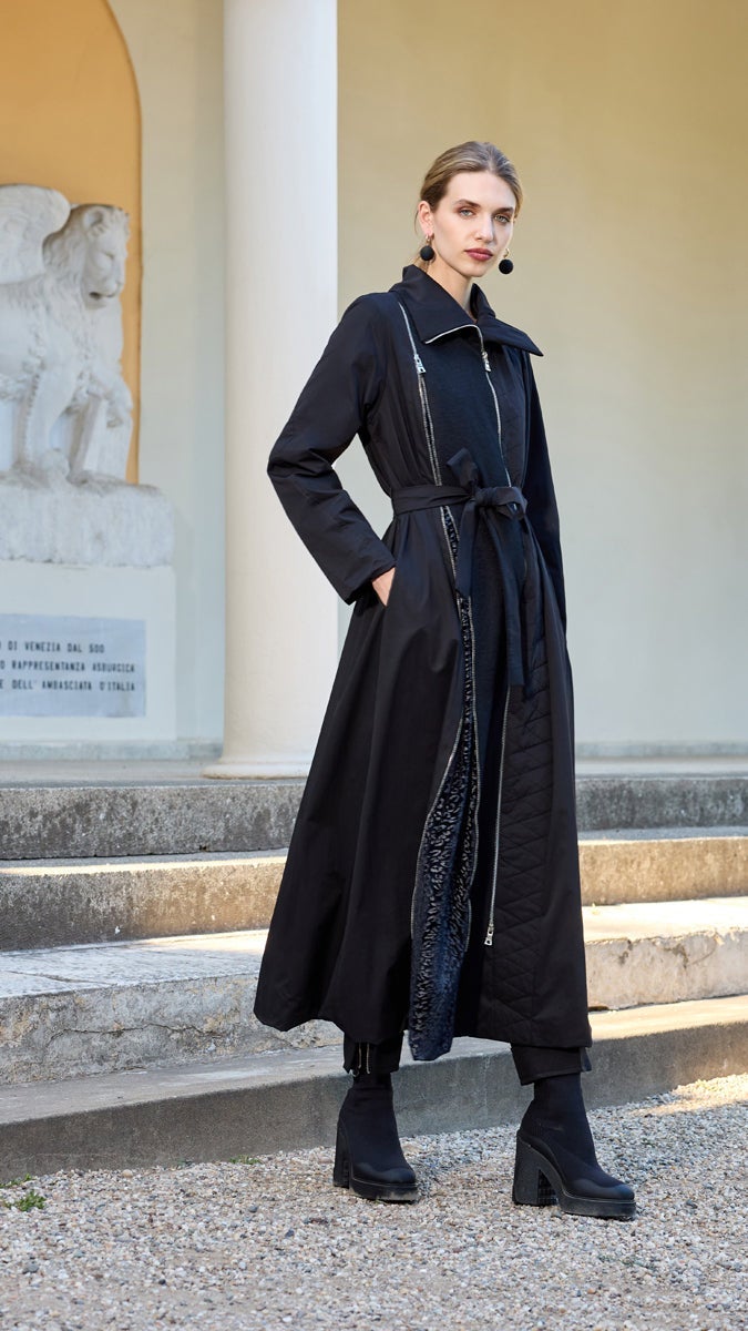 MissWhence Overcoat with Side Slit and Leopard Pattern - Brown - Image 2