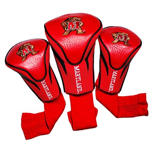 Team Golf NCAA Maryland Terrapins Contour Golf Club Headcovers (3 Count) Numbered 1, 3, & X, Fits Oversized Drivers, Utility, Rescue & Fairway Clubs, Velour lined for Extra Club Protection - Image 1