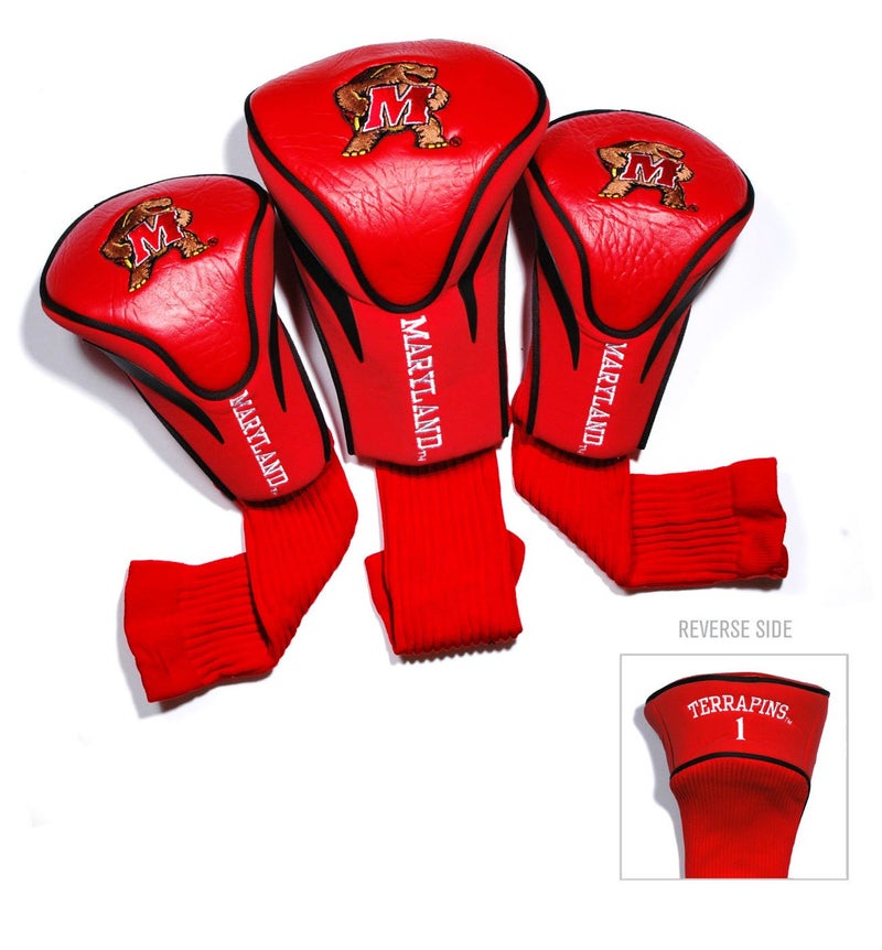 Team Golf NCAA Maryland Terrapins Contour Golf Club Headcovers (3 Count) Numbered 1, 3, & X, Fits Oversized Drivers, Utility, Rescue & Fairway Clubs, Velour lined for Extra Club Protection - Image 2