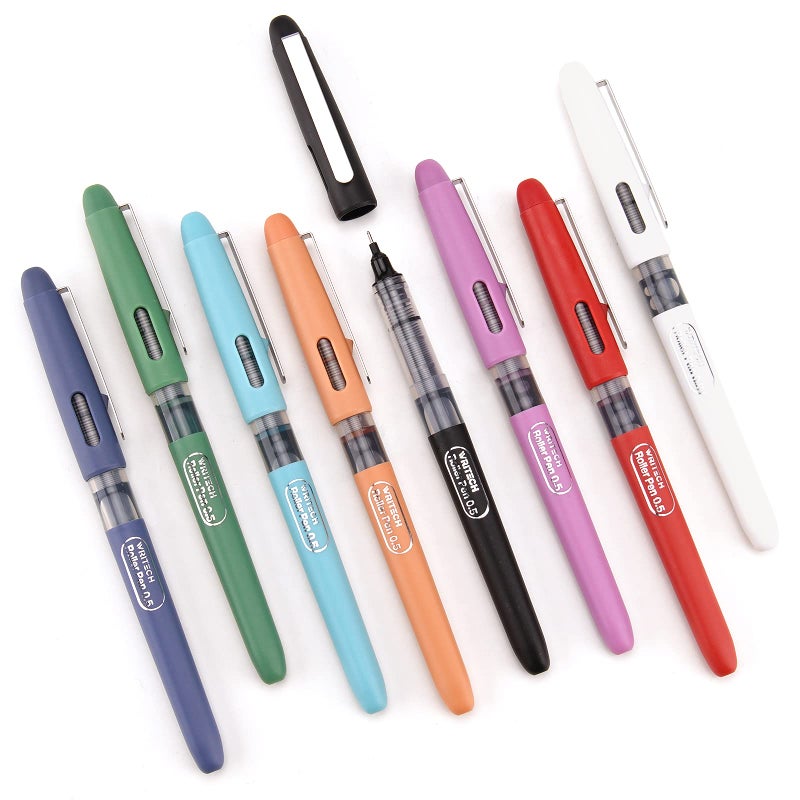 WRITECH Liquid Ink Rollerball, 0.5mm Extra Fine Point, Smooth Writing Quick Dry Roller Pens 8 Assorted Colors for Journaling, Drawing & Sketching (Vintage) - Image 1